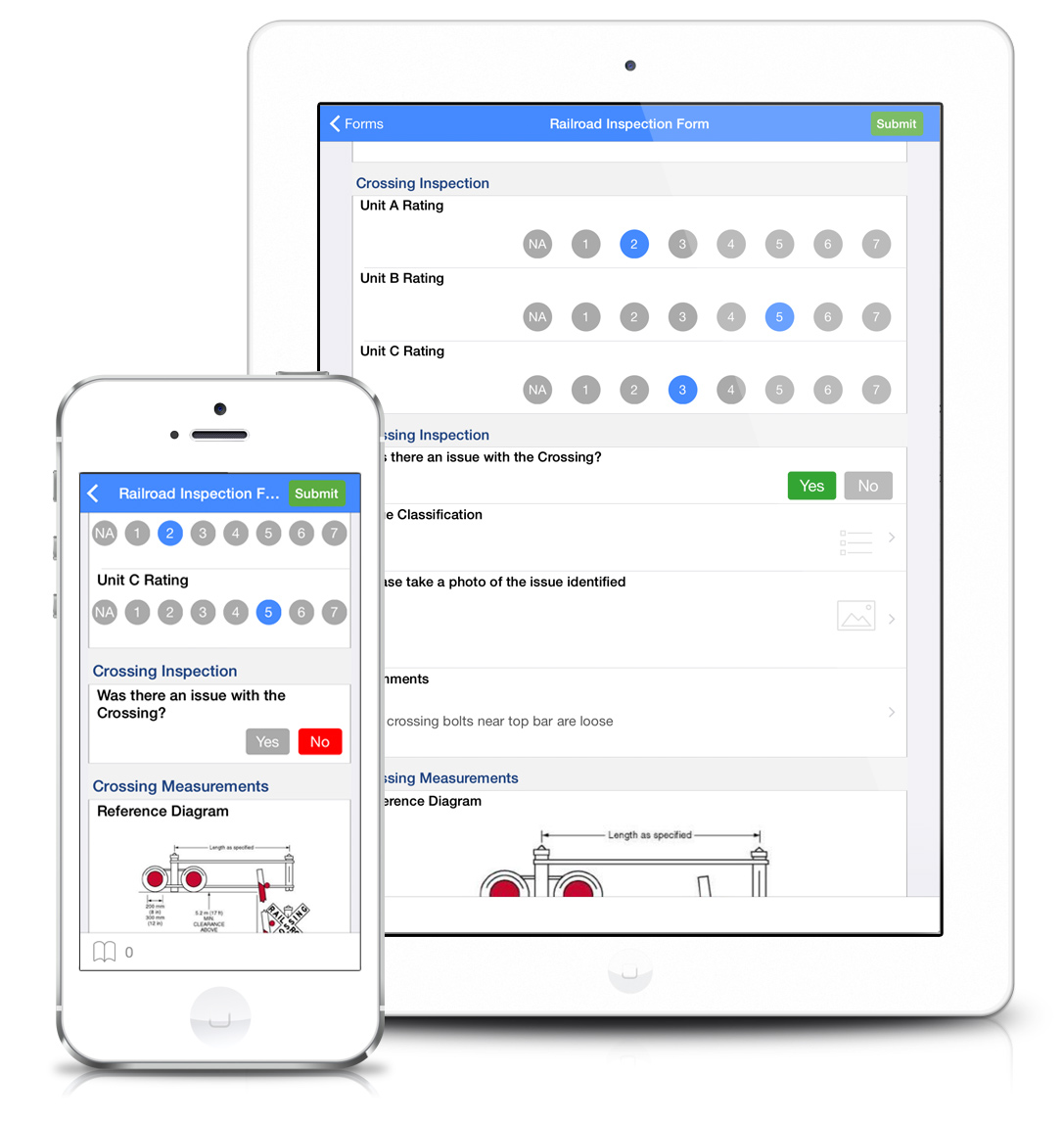 A mobile phone and tablet displaying the FastField Offline Mobile Forms App